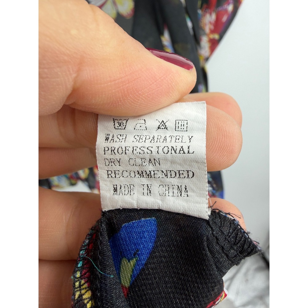 Unbranded Butterfly Print Sheer Kimono‎ Wrap Women Medium Black Multi Open Front - Picture 4 of 7
